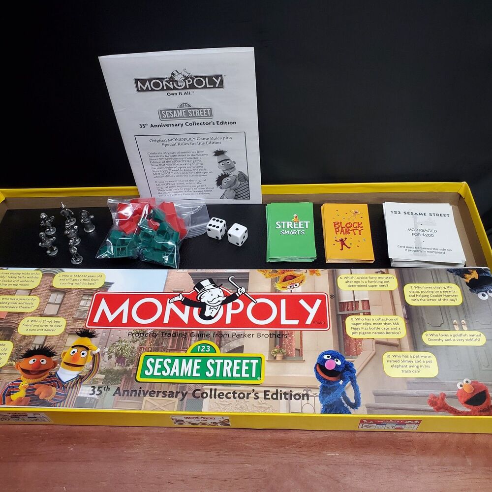 Sesame Street Monopoly Board Game 35 Years 2004 Hasbro 100% Complete in Box